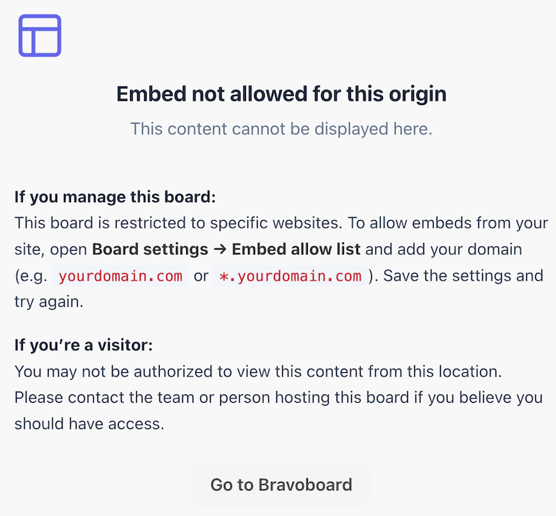 Embed domain allowlist settings, second panel