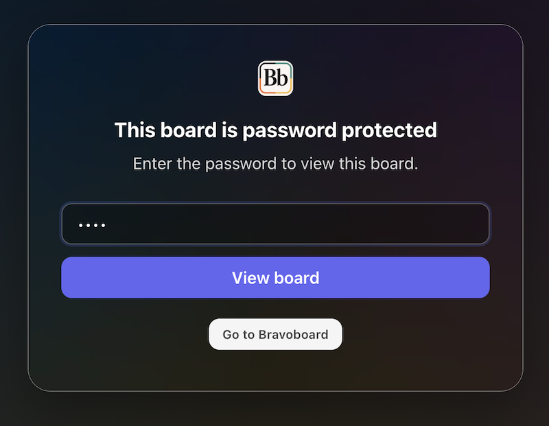 Password required to view the board, second panel