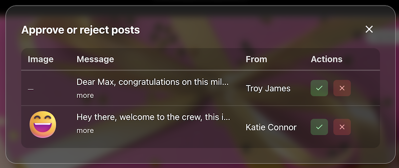 Post approval settings, third panel